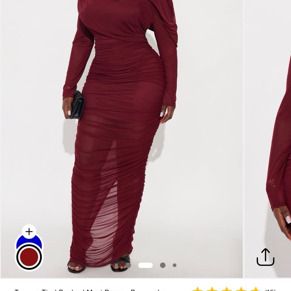 Fashion Nova Women's Wine Long Sleeve Draped Gown